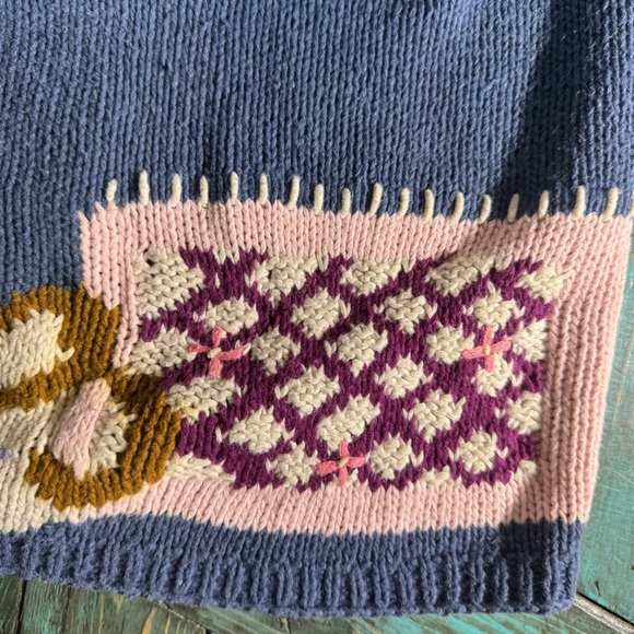 Vintage Bronte Knitted by Hand Cottagecore Granny Floral Sweater Size Large - Picture 13 of 16